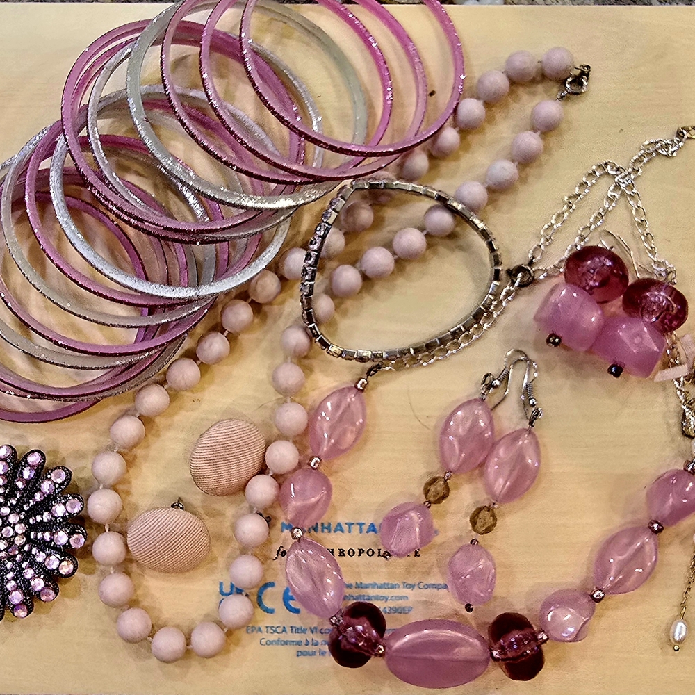 Pink and Silver Jewelry Set